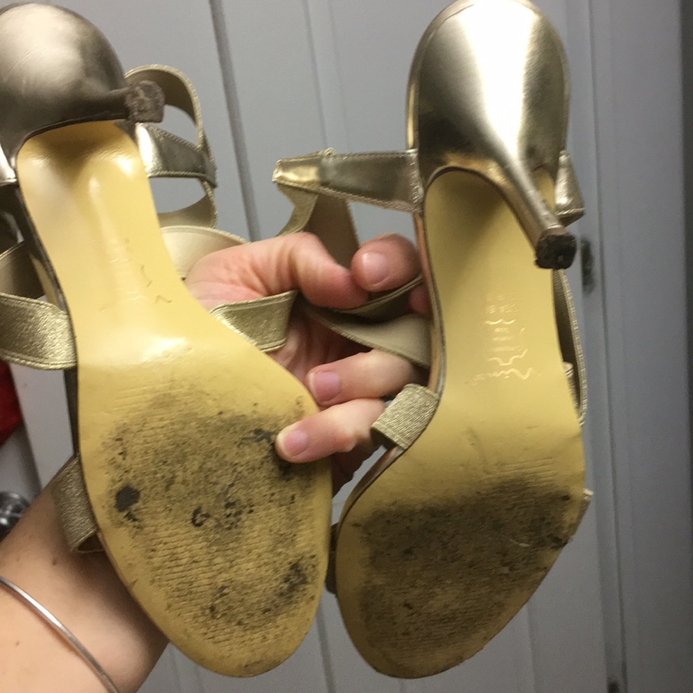 Strappy Gold Heels - Picture 3 of 5